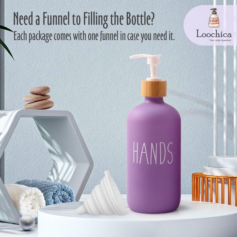 Loochica Lavender Glass Kitchen Soap Dispenser, Detergent Dispenser or Hands Soap Dispenser for Kitchen Sink, Modern Purple Decor Soap Pump for Kitchen Organization - Image 4